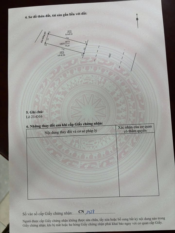 Lô đất O16 - Lô 2x, Khu tái định cư Phú Xuân, Thái Bình 71,4m² - Sổ đỏ chính chủ, đầu tư lý tưởng