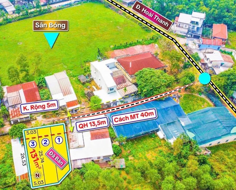 Đất nền 131m² đường Hoài Thanh, Thừa Thiên Huế - Sổ đỏ chính chủ, giá chỉ 1.632 tỷ!