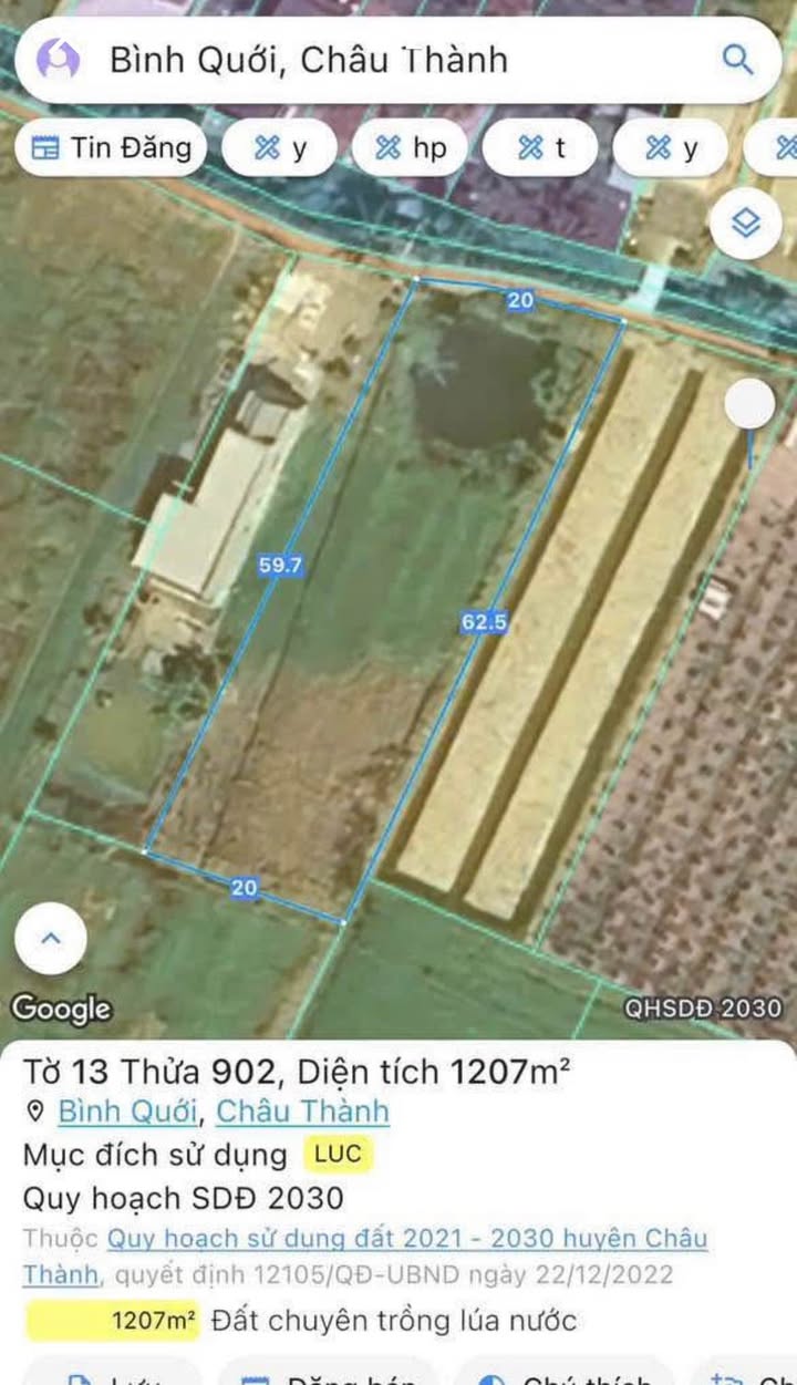 Đất nền 1200m² xã Bình Quới, Châu Thành, Long An - Giá tốt chỉ 870 triệu!