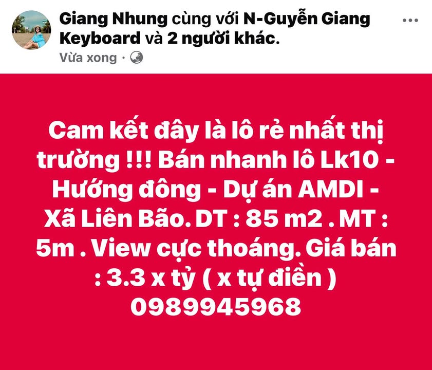 Đất nền AMDI Tiên Du 85m² giá 3.3 tỷ - Cơ hội đầu tư lý tưởng!