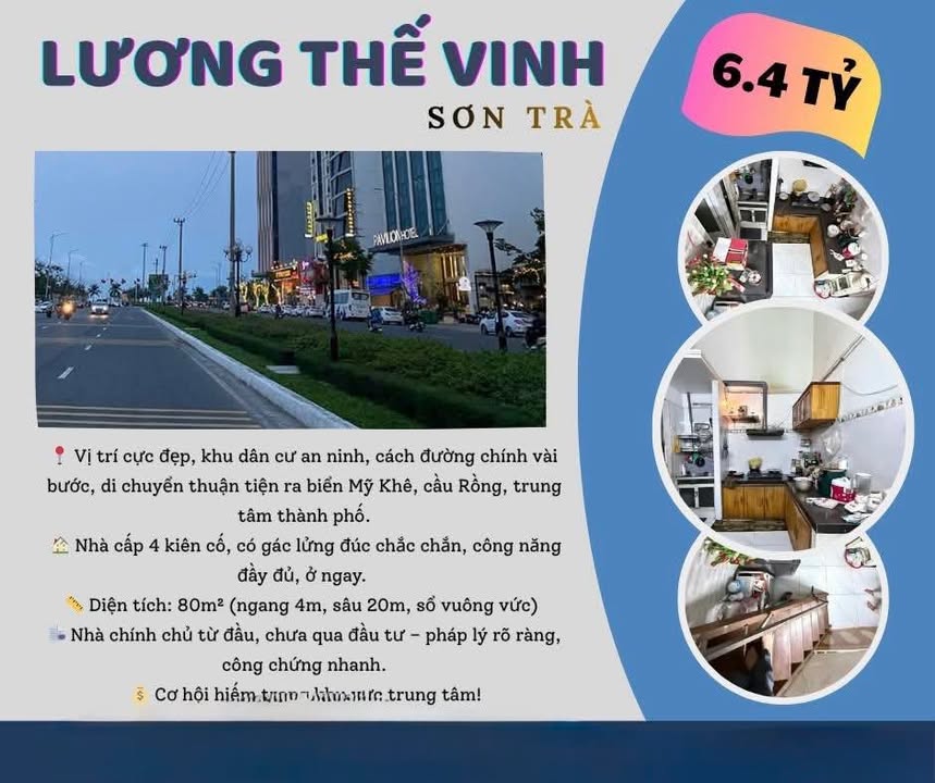 Bán nhà kiệt ô tô Lương Thế Vinh Đà Nẵng 80m² giá 6 tỷ - Cơ hội hiếm có tại Sơn Trà!