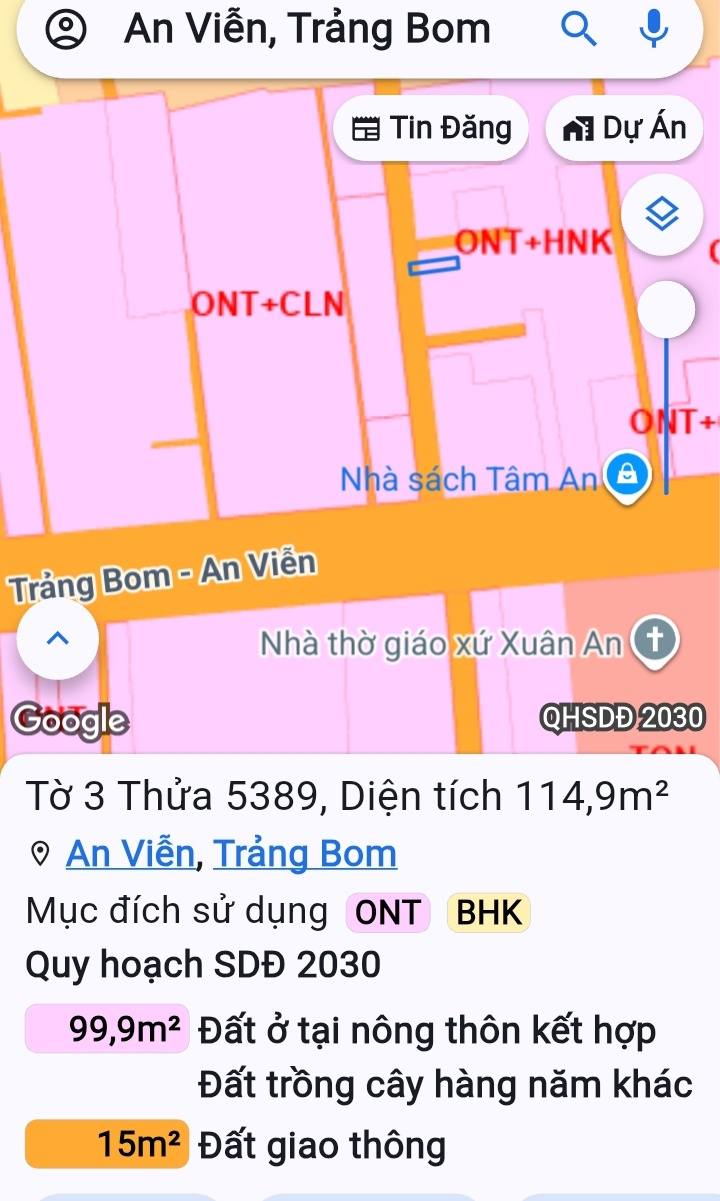 Lô đất 115m² mặt tiền đường Phùng Hưng, xã An Viễn, Trảng Bom chỉ 1,2 tỷ - Đầu tư sinh lời cao!