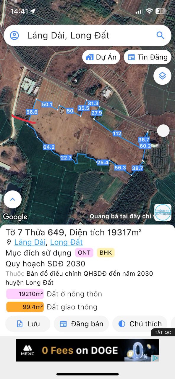 Đất nền Láng Dài, Đất Đỏ, Bà Rịa - Vũng Tàu 25.000m² giá 45 tỷ - Cơ hội đầu tư hiếm có!