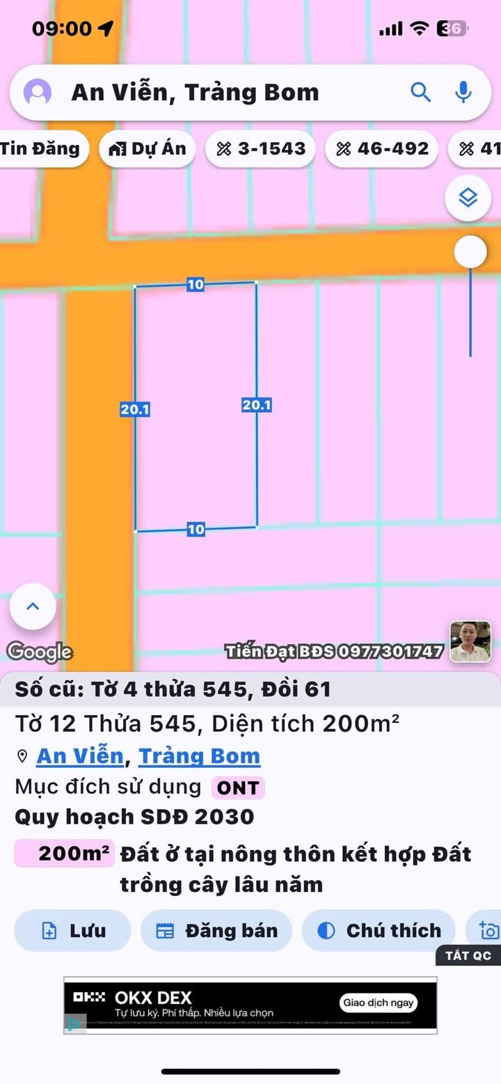 Đất nền góc 2 mặt tiền đường Đội B, xã An Viễn, Trảng Bom 200m² - Giá đầu tư hợp lý!