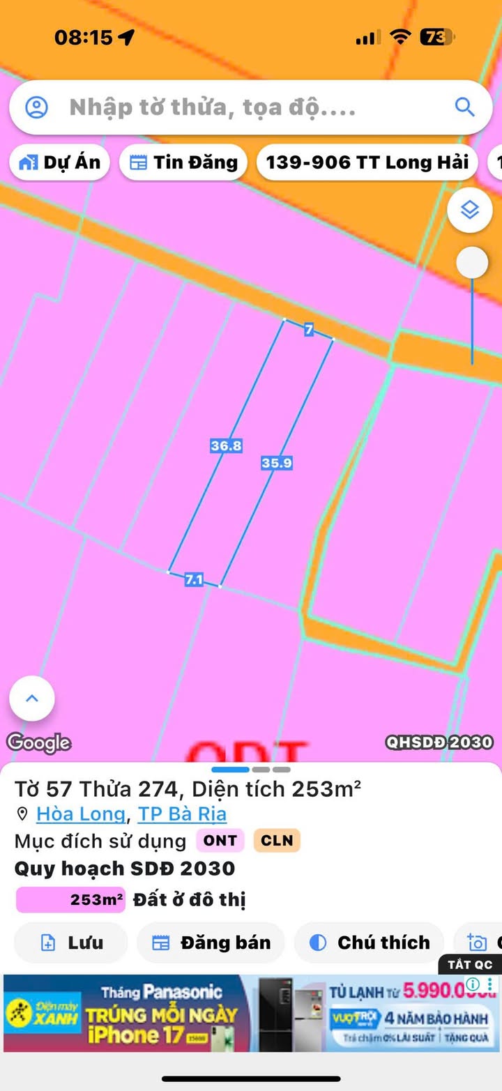 Đất thổ cư Hòa Long Bà Rịa 245m² giá 3.2 tỷ - Cơ hội đầu tư tuyệt vời!