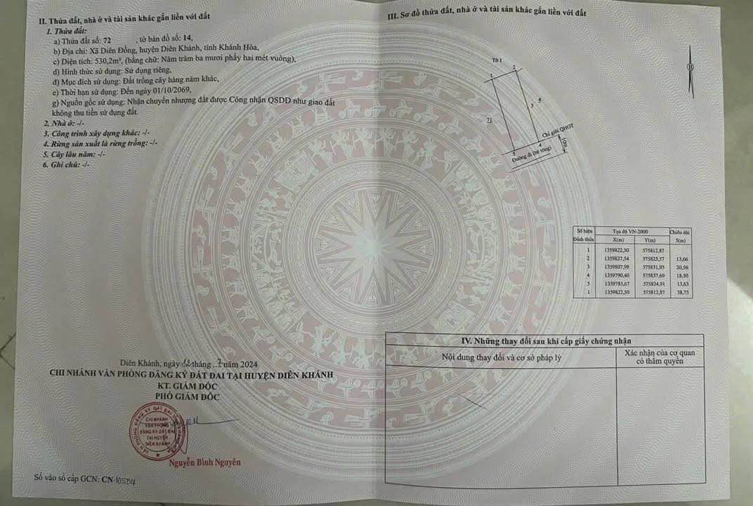 Đất vườn Diên Đồng 530m² giá chỉ 349 triệu - Sổ đỏ chính chủ, hướng Đông mát mẻ!