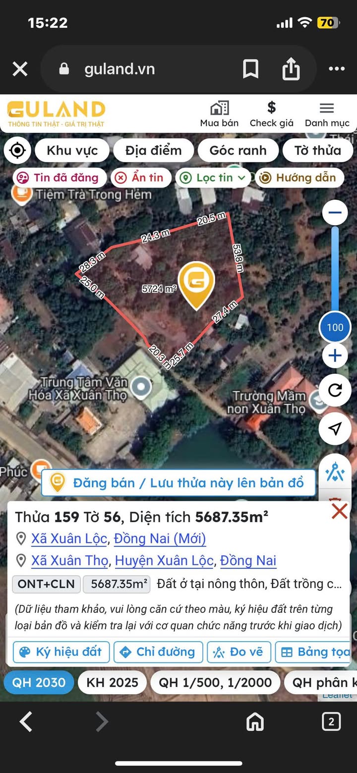 Đất thổ cư 80m² và đất trồng cây 520m² tại xã Xuân Thọ - Giá 2.55 tỷ, sổ đỏ chính chủ!