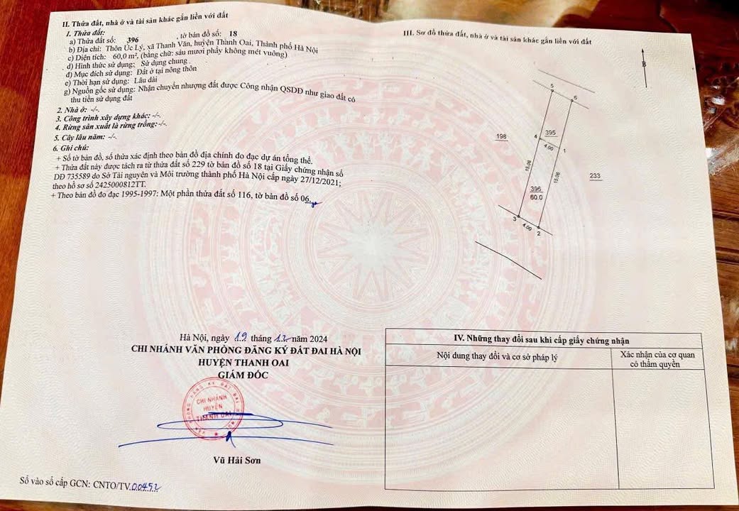 Đất thổ cư 60m² Thôn Úc Lý - Sổ đỏ riêng, pháp lý rõ ràng!