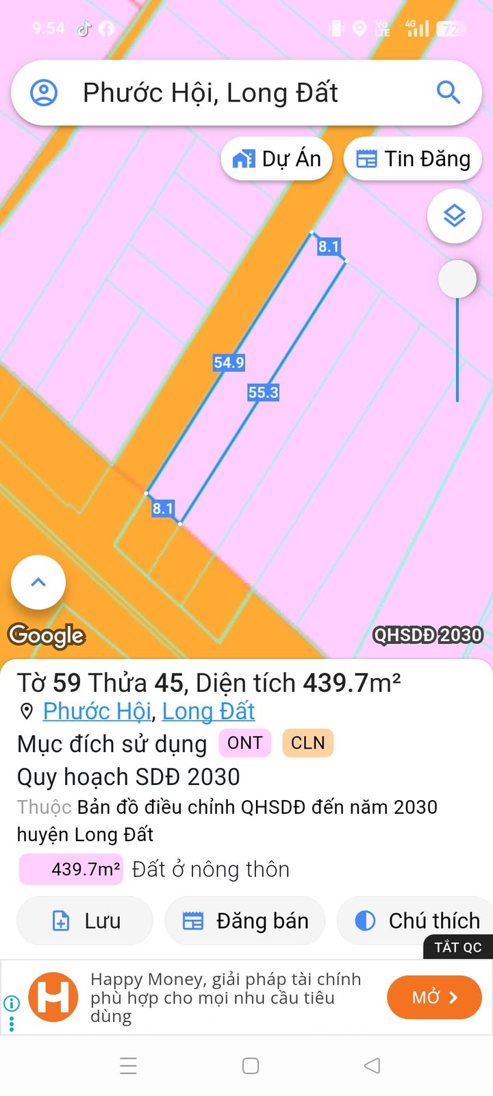 Đất 2 mặt tiền Tỉnh lộ 44B, Long Điền, 439.7m² giá chỉ 5.3 tỷ - Đầu tư sinh lời ngay!