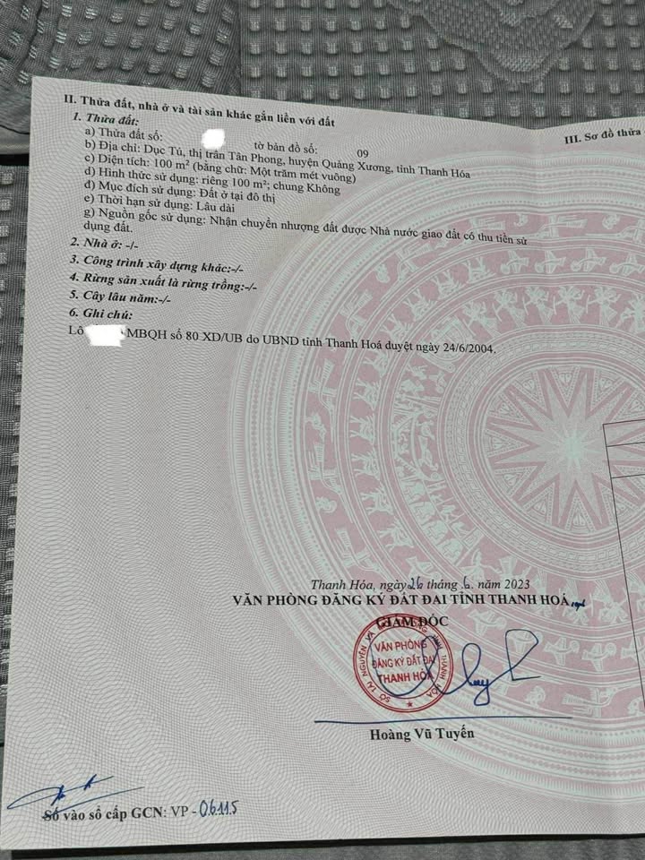 Đất nền Tân Phong, Quảng Xương 100m² giá 1.3 tỷ - Vị trí vàng tiềm năng!