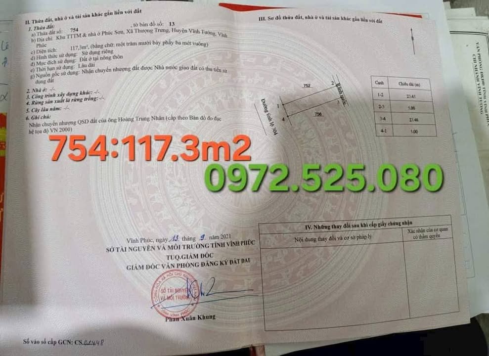 Đất kinh doanh đắc địa tại Khu đô thị Phúc Sơn, Vĩnh Tường 117m² - Đầu tư sinh lời ngay!