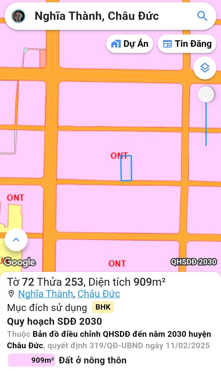 Đất nền mặt tiền đường số 35 Nghĩa Thành, Châu Đức 782m² giá 235 triệu - Cơ hội đầu tư hấp dẫn!