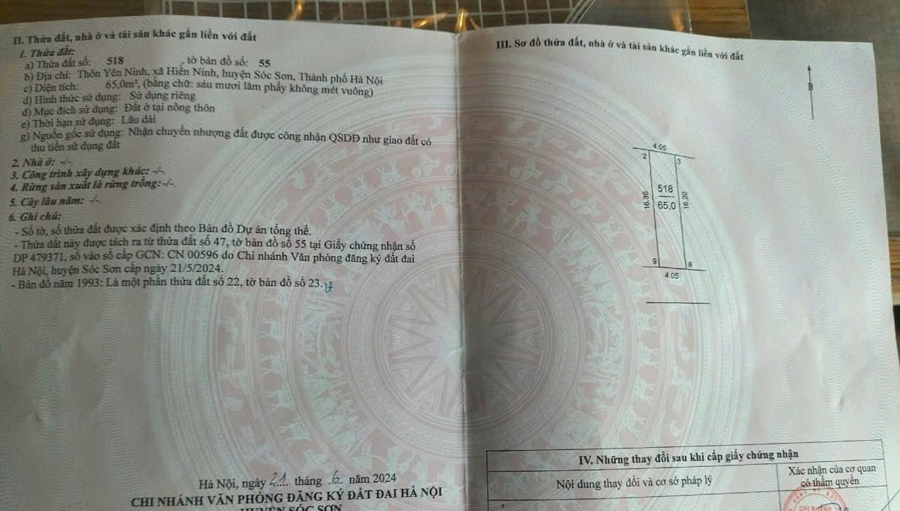 Đất đẹp 65m² tại Hiền Ninh, Sóc Sơn - Giá chỉ 2 tỷ, sổ đỏ chính chủ!