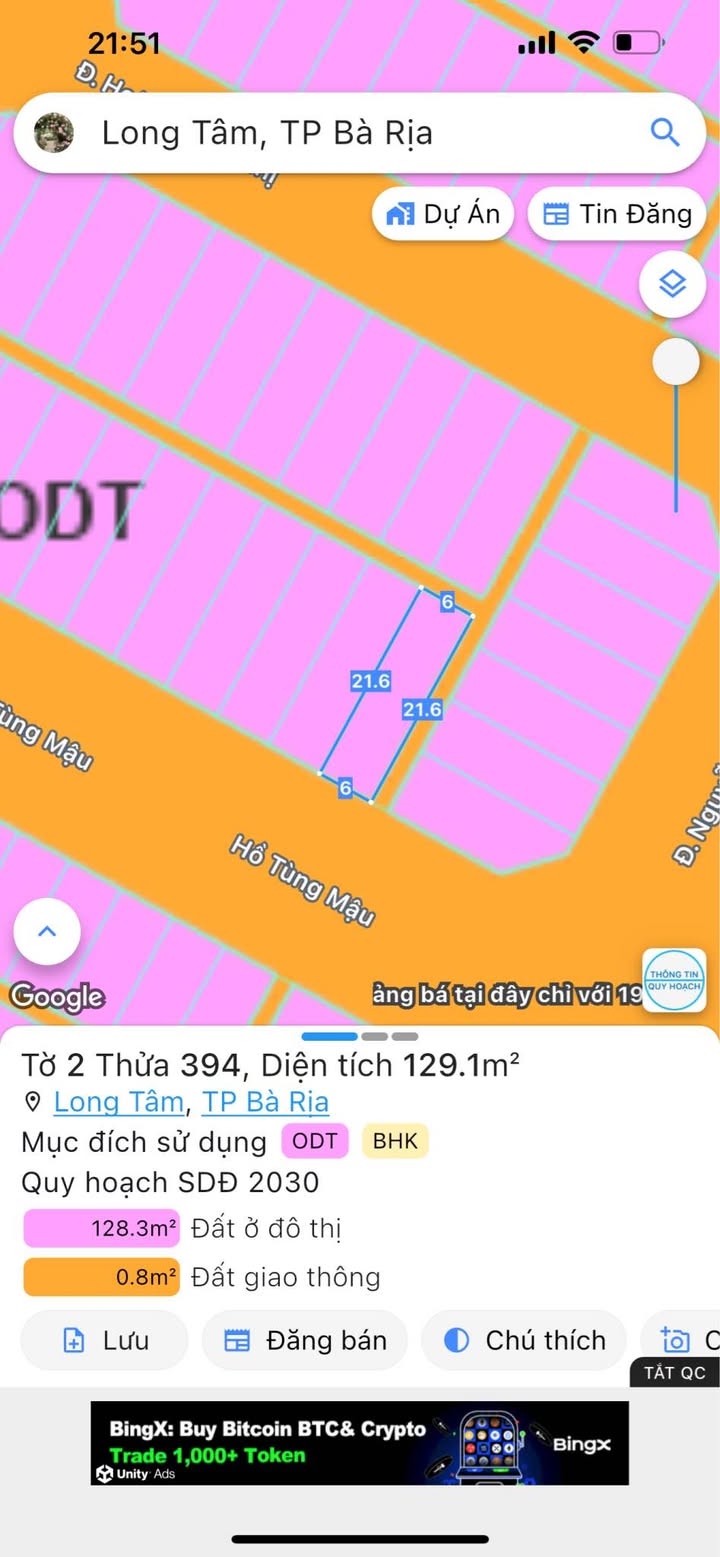 Đất nền góc mặt tiền Hồ Tùng Mậu, Bà Rịa - 129m² giá 3.85 tỷ - Đầu tư sinh lời tốt!