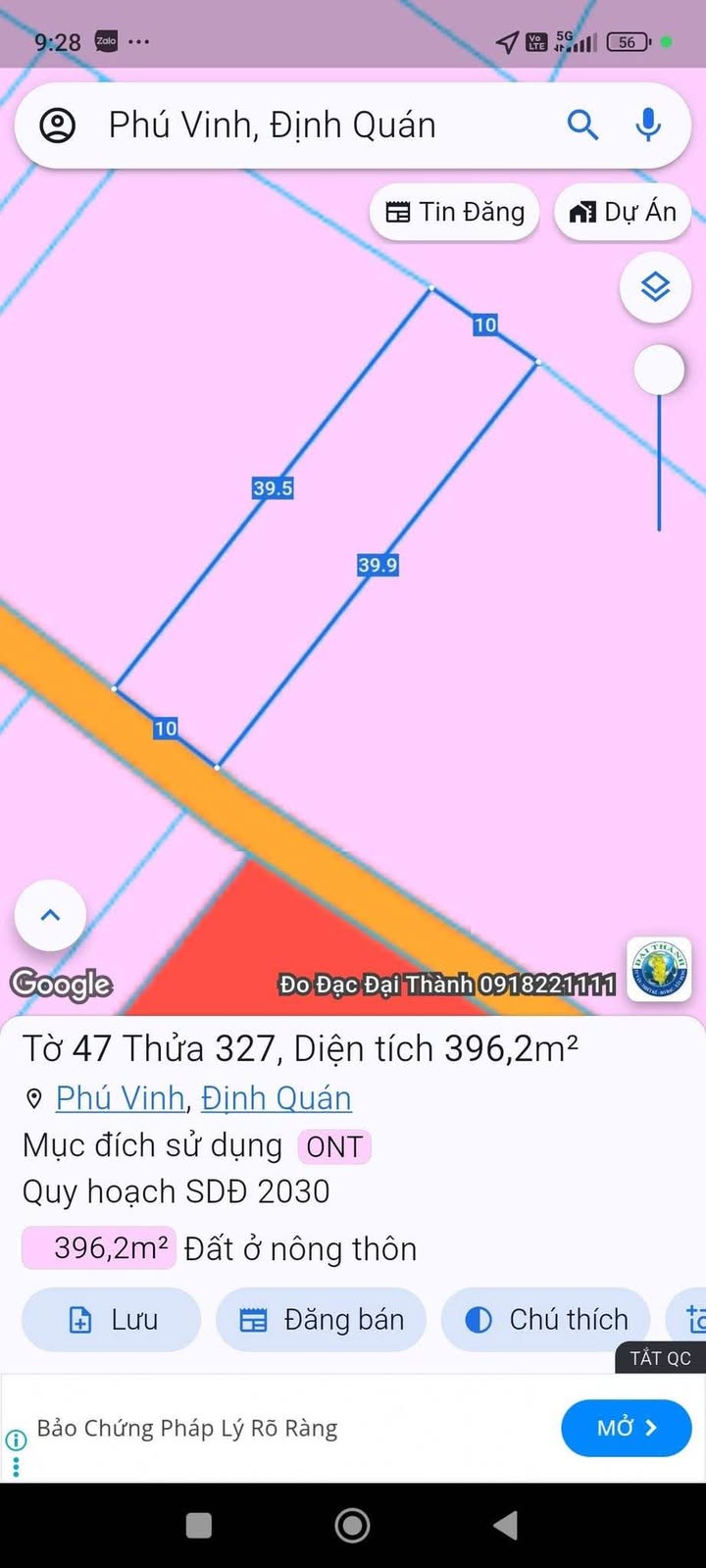 Đất thổ cư Phú Vinh, Định Quán 390m² giá chỉ 2.6 tỷ - Sổ hồng chính chủ!