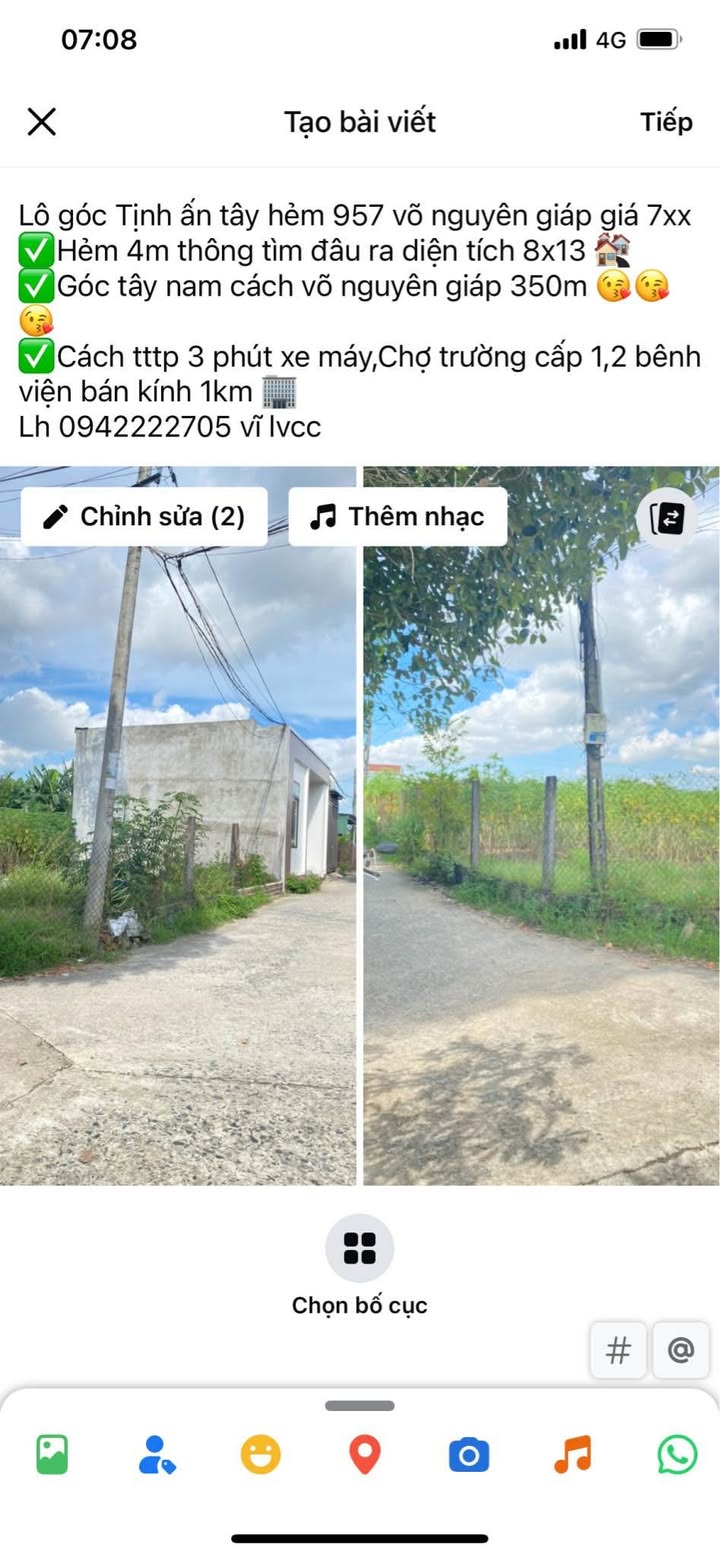 Đất nền hẻm 957 Võ Nguyên Giáp, Tịnh Ấn Tây, 104m² giá 700 triệu - Cơ hội đầu tư tuyệt vời!