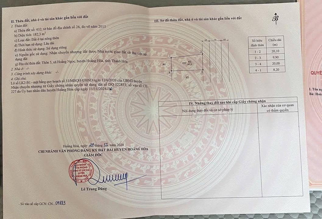 Đất nền liền kề B1 + B2 MB 33 Hoằng Ngọc 322.3m² giá 1.4 tỷ - Cơ hội đầu tư hấp dẫn!