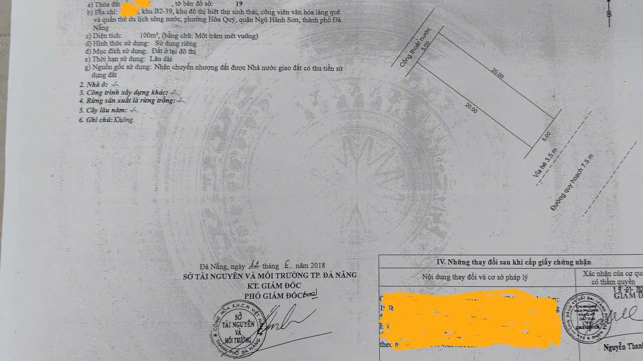 Lô đất mặt tiền Hói Kiểng 10, Khu đô thị Nam Hòa Xuân, Cẩm Lệ 100m² giá 5 tỷ - Cơ hội đầu tư tuyệt vời!