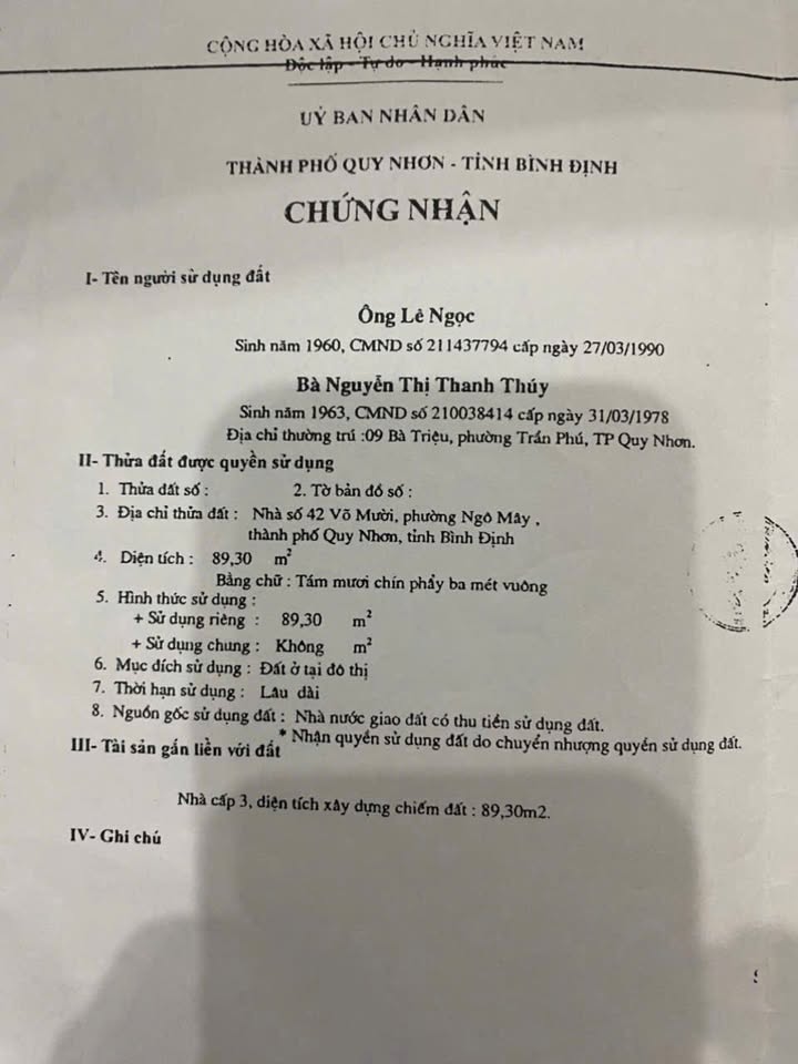 Nhà mặt tiền đường Võ Mười, Quy Nhơn, 89m² giá 7.8 tỷ - Đầu tư sinh lời ngay!