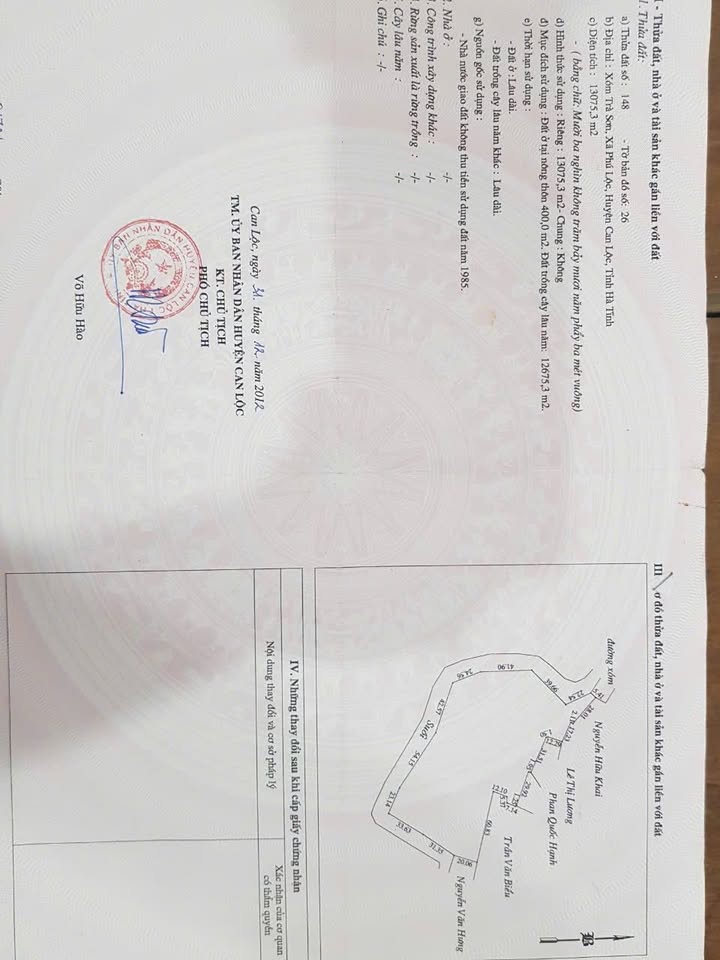 Đất ở Phú Lộc, Can Lộc 13.075m² giá 2 tỷ - Phù hợp làm nhà vườn!