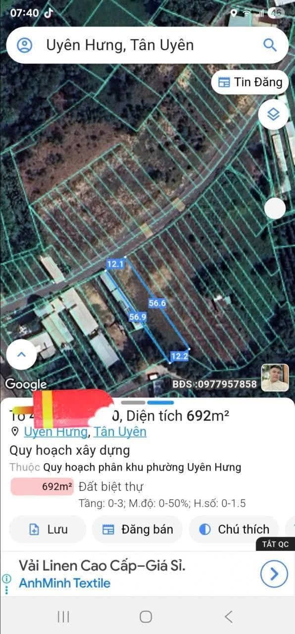 Đất mặt tiền đường ĐT 747, Tân Uyên, Bình Dương 672m² giá 3.9 tỷ - Đầu tư sinh lời lý tưởng!