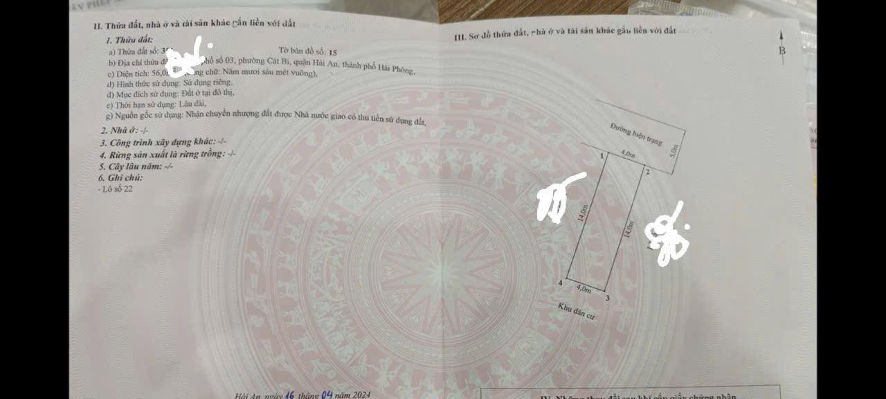 Đất nền mặt đường Nguyễn Thị Thuận, Hải Phòng 56m² giá 3.892 tỷ - Cơ hội đầu tư lý tưởng!