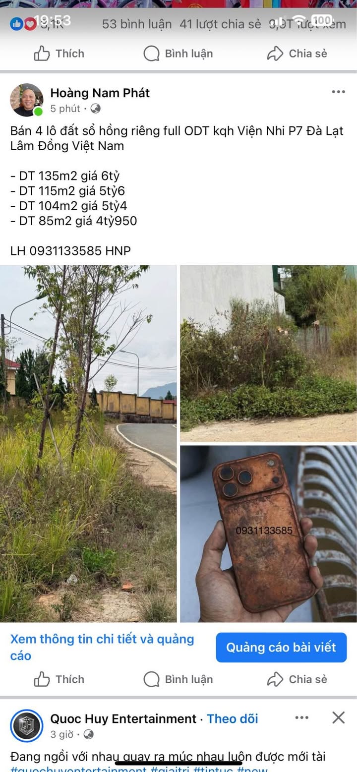 Đất nền sổ hồng riêng tại Khu quy hoạch Viện Nhi, Đà Lạt - Giá từ 4.95 tỷ