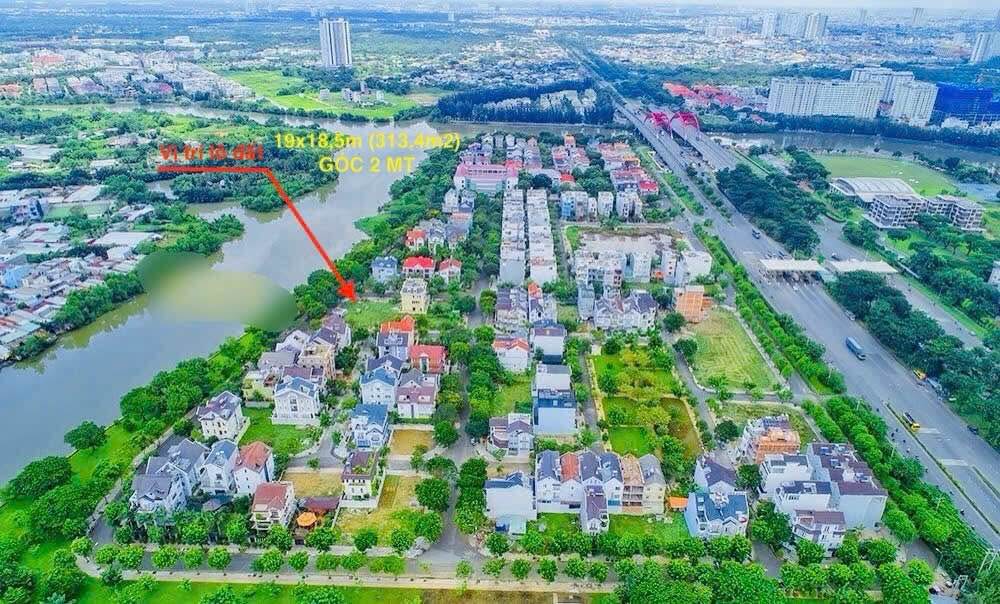 Đất biệt thự góc 2 mặt tiền KDC Sadeco ven sông 313m² giá 63 tỷ - View trực diện sông thoáng mát!