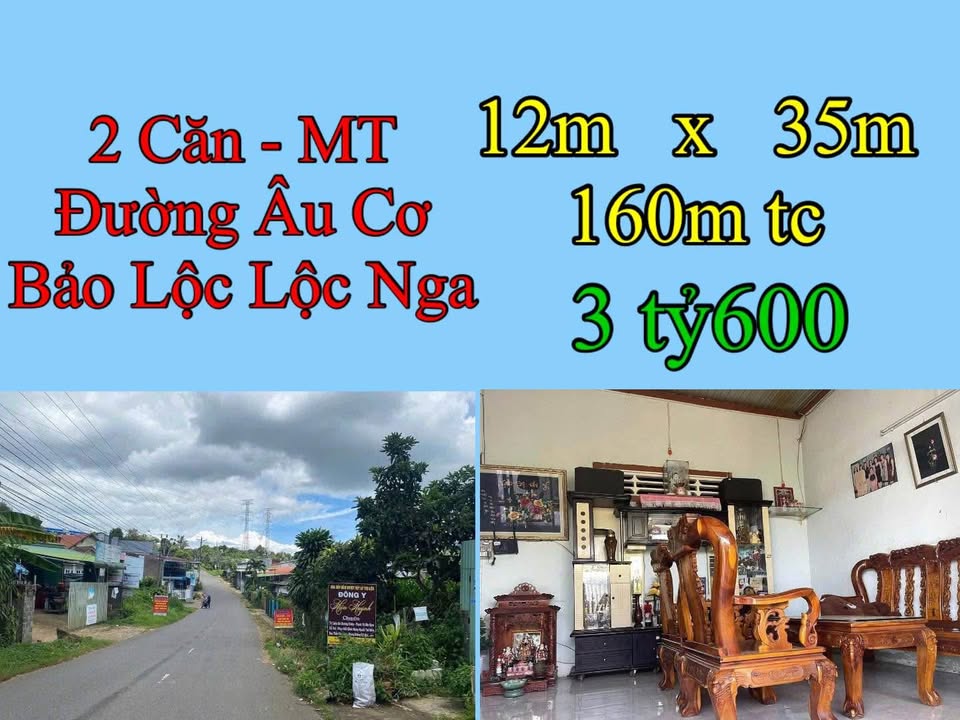 Nhà mặt tiền Âu Cơ, Lộc Nga, Bảo Lộc 420m² giá 3.6 tỷ - Đầu tư sinh lời ngay!