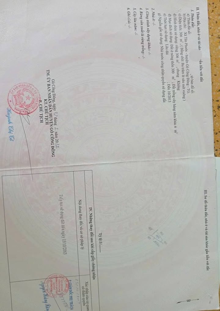 Đất thổ cư xã Tân Phước, Gò Công Đông 306m² giá 370 triệu - Sổ đỏ chính chủ