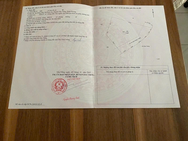 Đất nền 6660.9m² Xã Dầu Tiếng chỉ 2 tỷ - Pháp lý rõ ràng, đầu tư sinh lời!