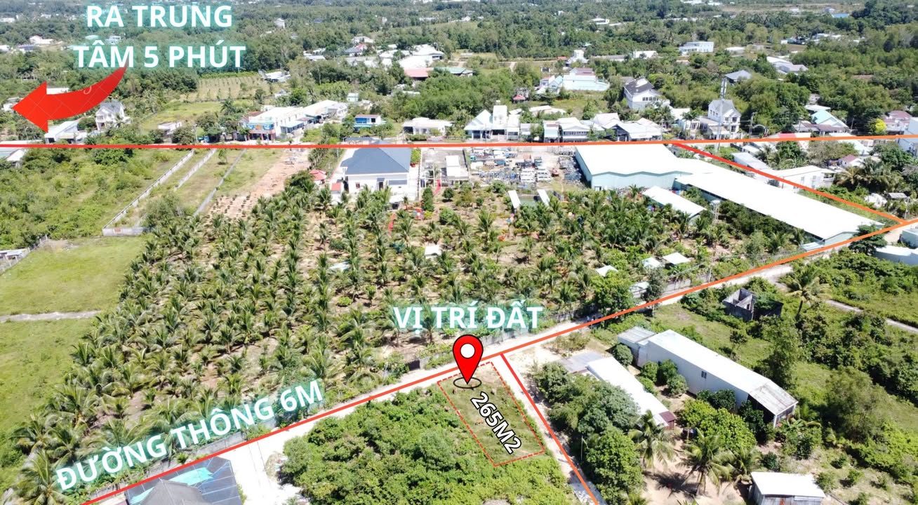 Lô đất Dương Đông, Phú Quốc 265m² giá 2.2 tỷ - Sổ hồng riêng, vị trí đẹp!