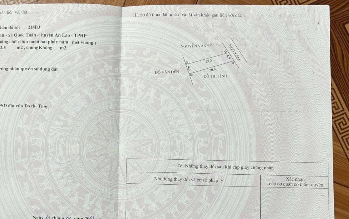 Đất nền Quốc Tuấn, An Lão 92.5m² giá 1.5 tỷ - Ngõ rộng ô tô đỗ tận cửa!