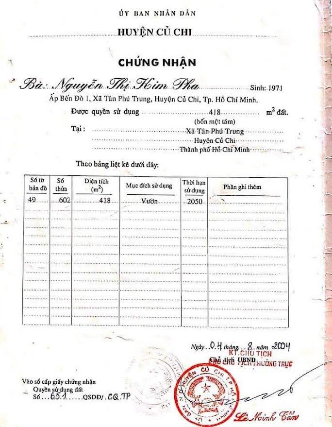 Đất vườn 418m² tại Củ Chi giá chỉ 1.75 tỷ - Gần đường Phan Văn Khải!