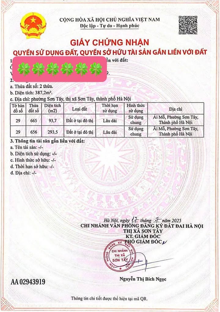 Đất ở đô thị 93.7m² Ngõ 25 Chùa Thông Sơn Tây - Giá đầu tư chỉ 2 tỷ!