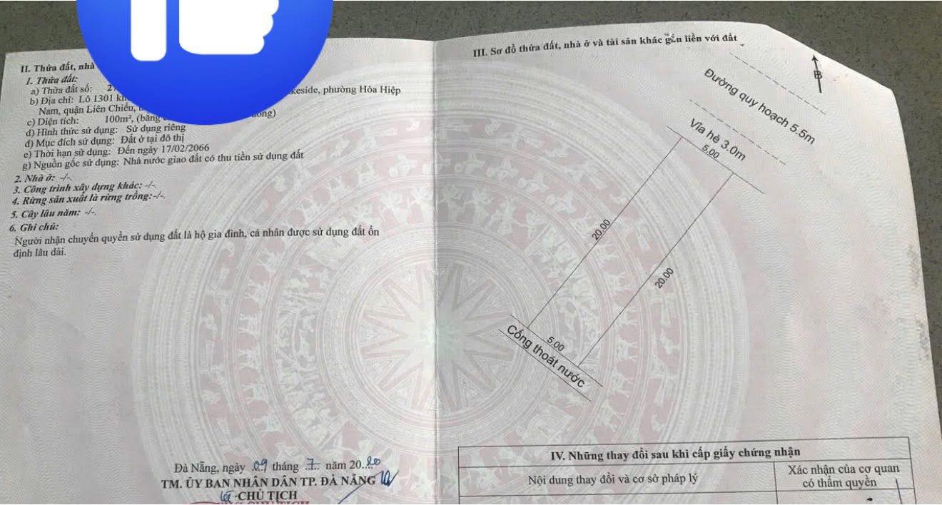 Đất nền Homeland Liên Chiểu 100m² giá 3.75 tỷ - Vị trí thuận lợi gần chung cư The Origarden!