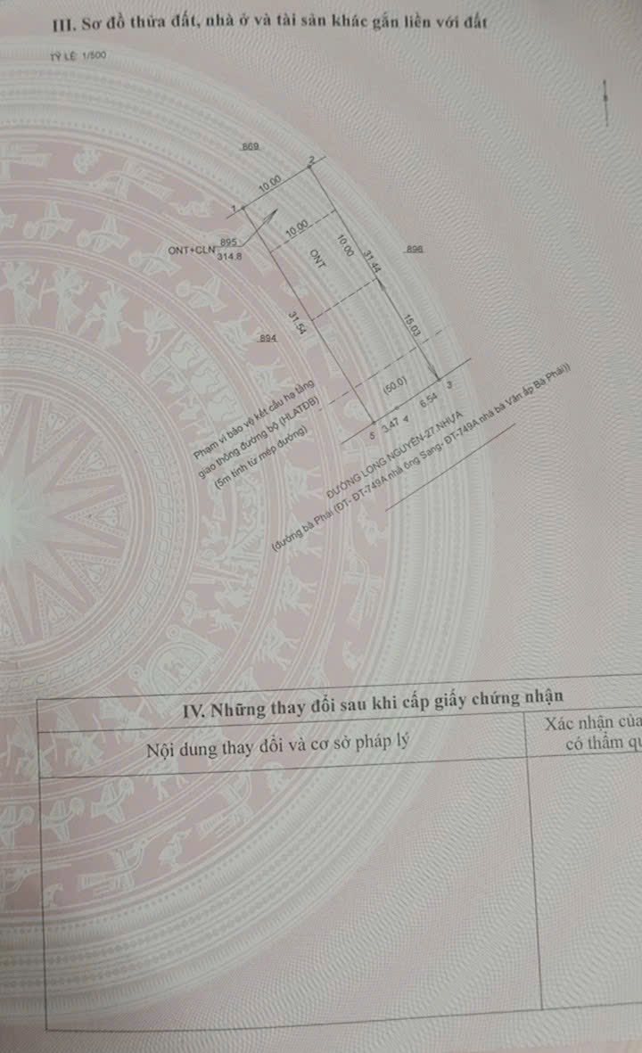 Đất thổ cư Long Nguyên 314.4m² giá 1.3 tỷ - Đường nhựa rộng rãi, thông thoáng!