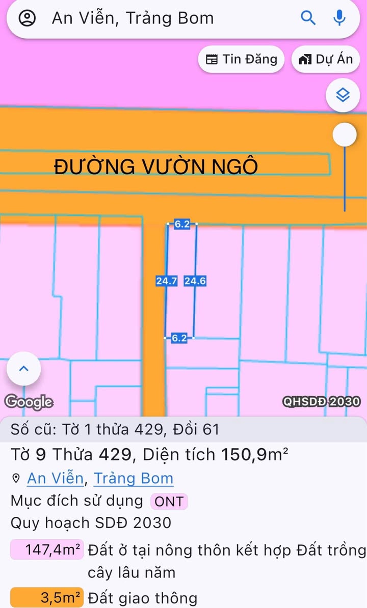 Đất nền lô góc 2 mặt tiền đường Vườn Ngô An Viễn 150m² - Kinh doanh thuận lợi!