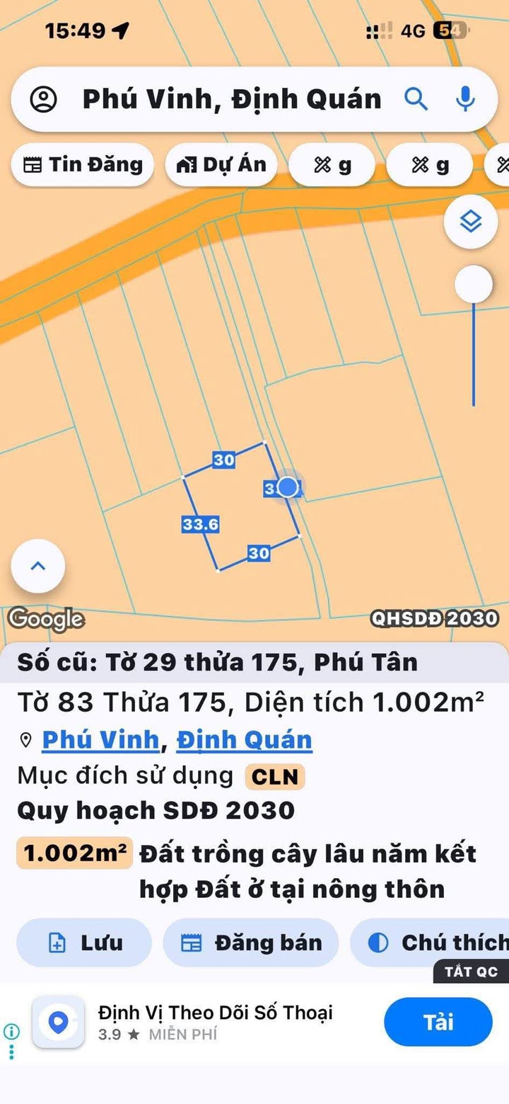 Đất sào Định Quán Đồng Nai 1050m² giá 420 triệu - Gần chợ Phú Tân!