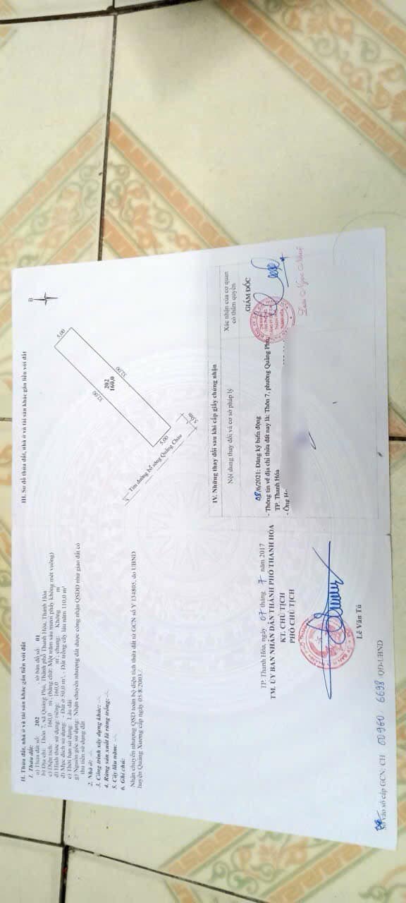 Đất thổ cư phường Quảng Hưng, Thanh Hóa 160m² - Gần khu công nghiệp, giá tốt thương lượng!