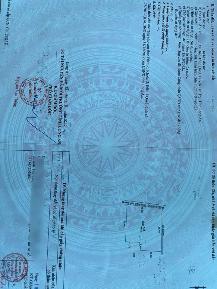 Đất lúa 1000m² 2 mặt tiền tại Bình Trinh Đông, Tân Trụ - Giá chỉ 600 triệu!