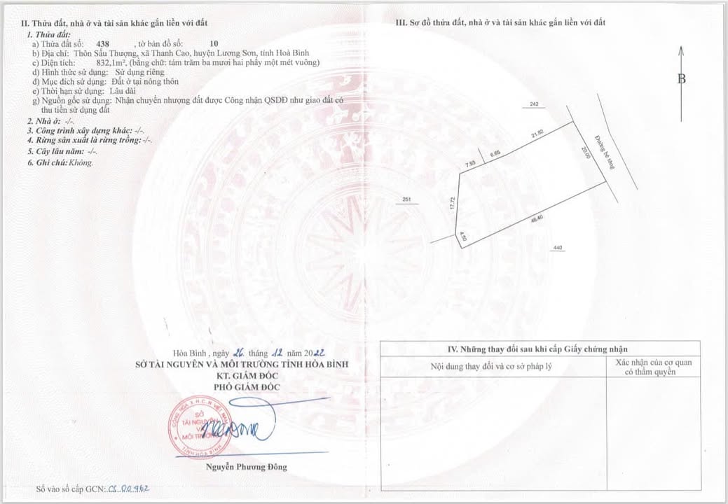 Đất nền Thanh Cao Lương Sơn 832m² - Mặt tiền 20m, Phù hợp làm xưởng kinh doanh!