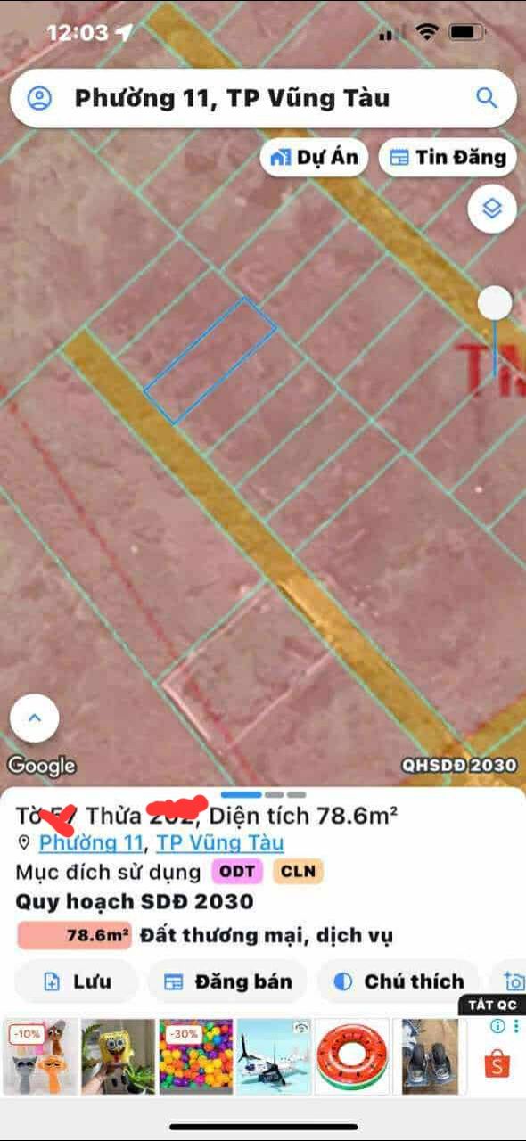 Đất nền thương mại dịch vụ 78,6m² tại Vũng Tàu giá 2,3 tỷ - Sổ đỏ chính chủ!