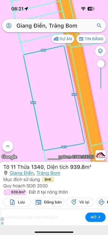 Đất nền 1 sào Giang Điền, Trảng Bom, 3600m² - Giá 2 tỷ, thương lượng ngay!