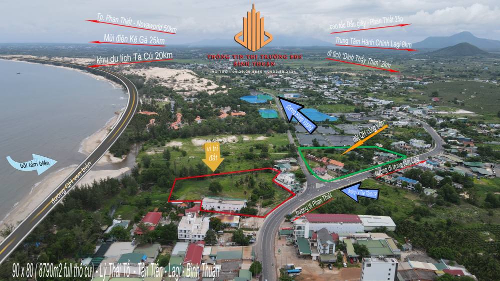 Đất nền mặt tiền Lý Thái Tổ 8794m² giá 60 tỷ - Cơ hội đầu tư vàng tại Lagi!