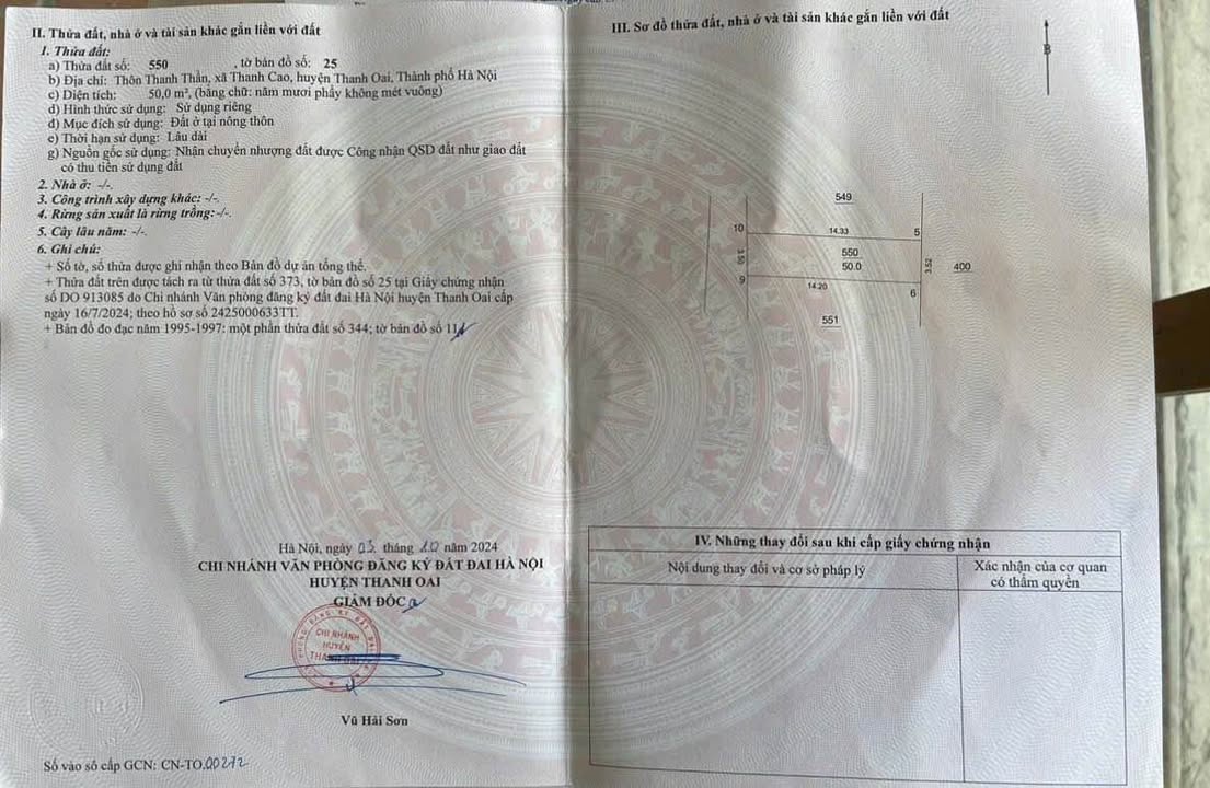 Đất nền xã Bình Minh, Thanh Oai 50m² giá 3.5 tỷ - Sát Vin 1 Thanh Oai!