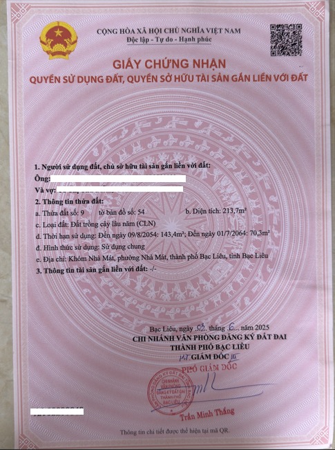 Đất nền Nhà Mát, Bạc Liêu 213m² giá 1.4 tỷ - Cơ hội đầu tư hấp dẫn!