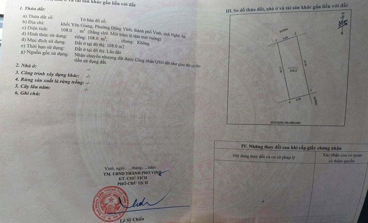 Lô đất Đông Vĩnh, Nghệ An 108m² giá 2.2 tỷ - Chính chủ bán độc quyền!