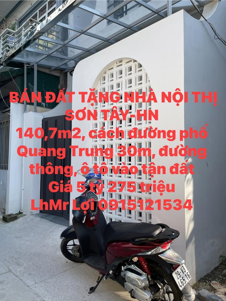 Đất tặng nhà nội thị Sơn Tây 140,7m² giá 5,275 tỷ - Ô tô vào tận nơi!