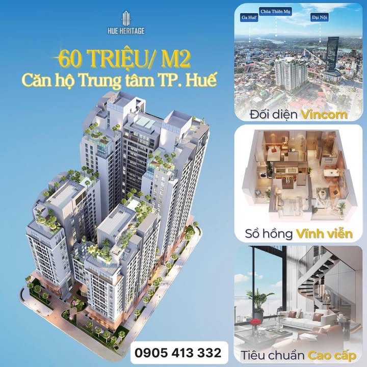Chung cư Huế Heritage Đống Đa 8664m² - Biểu tượng sống mới tại trung tâm TP Huế!
